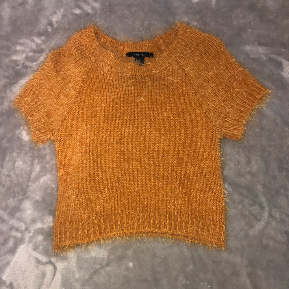 Forever 21 Fuzzy Orange Crop Top